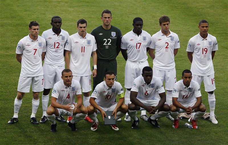 The Under-21s line up ahead of the European Championship Final in Malmo.